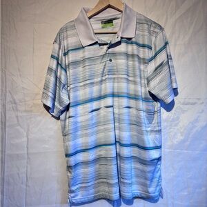 PGA Tour Men's Polo Shirt - White and Blue Stripes